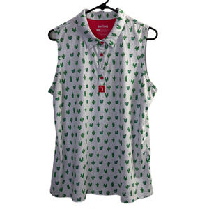 Bogey Goys Golf Top Womens XL White Green Cacti Cactus Novelty Sleeveless